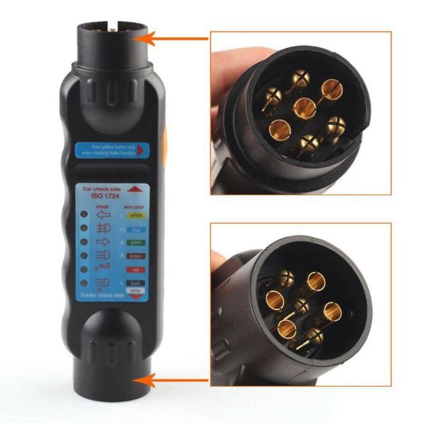 

12v 7 pin car &trailer towing lights plug &socket cable wiring circuit tester