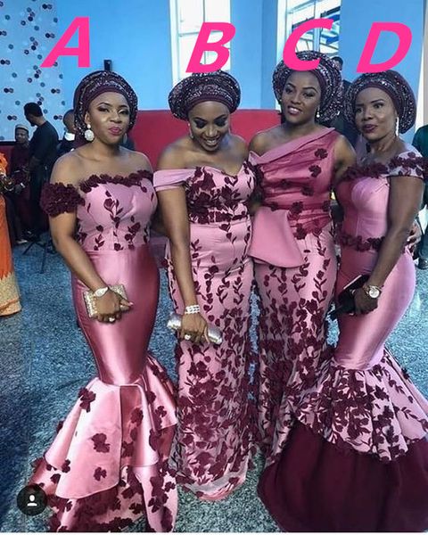 

Black girl camo african mermaid bride maid dre e different tyle ame color plu ize dwayne wade jer ey lace applique maid of honor, White;pink