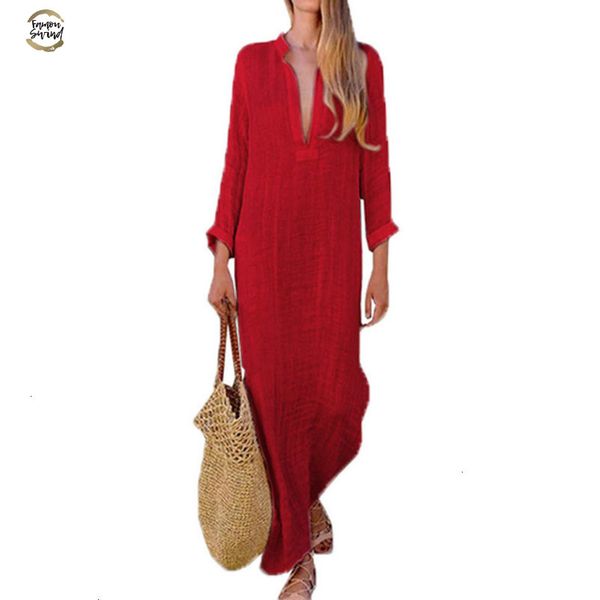 

gypsy women dresses robe long sleeve v-neck ethnic boho cotton linen summer beach maxi dress drop shipping designer clothes, Black;gray