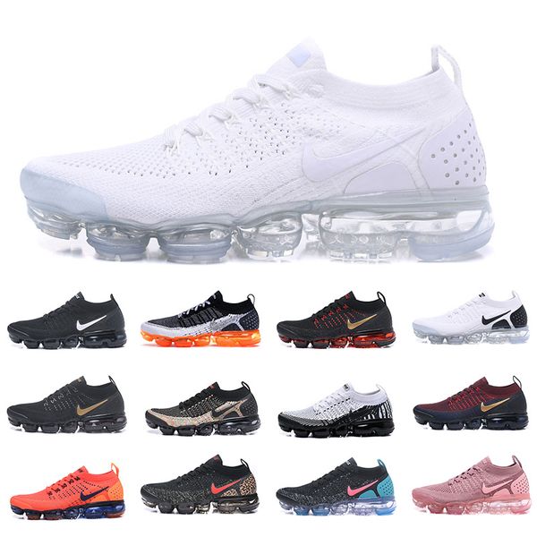

air vapormax flyknit 2.0 cushion running shoes vapor max non-slip fly knit men triple black white cny women outdoor walking trekking sneaker