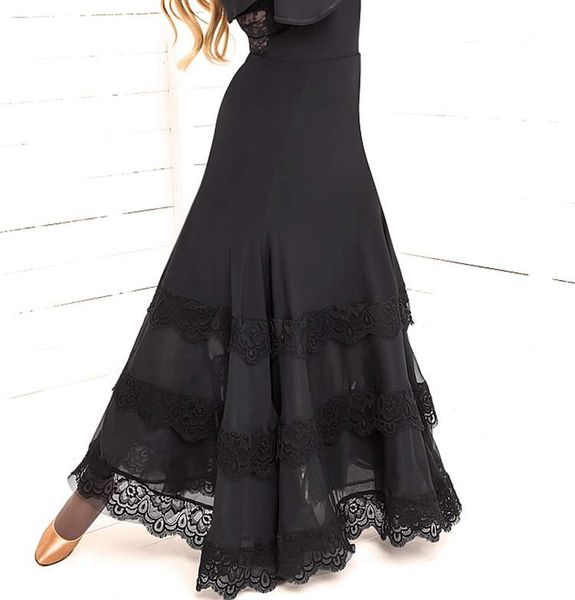 

national standard dance big swing modern dance skirt, Black;red