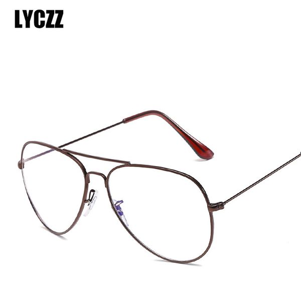 

lyczz classic black flat mirror retro metal fake classes frame myopia spectacles eyewear blue film lentes opticos hombre