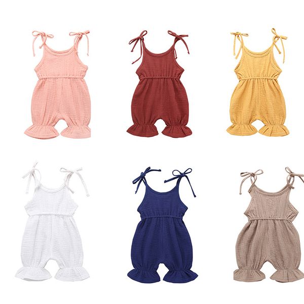 

cute newborn kids baby girl summer solid romper jumpsuit outfit sunsuit, Blue