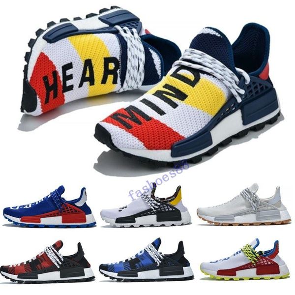 

pharrell williams nmd human race designer sneakers bbc solar pack yellow blue nerd heart mind mens womens nmds running shoes size 36-47