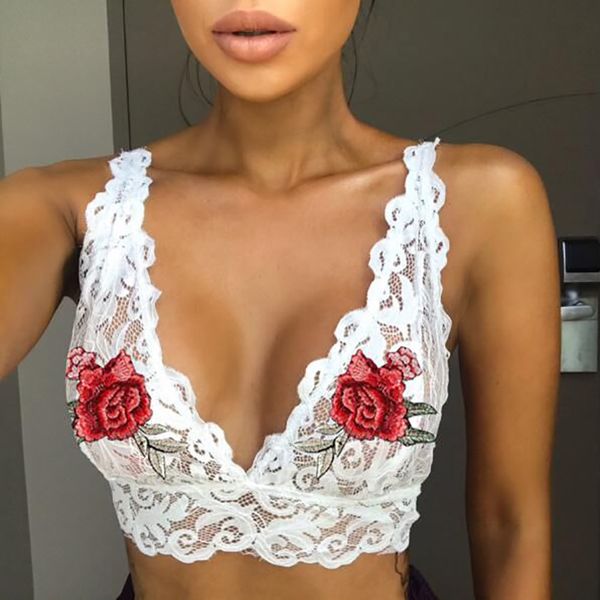 

women bra summer fashion sheer lace floral bralette bras girls strappy lingerie underwear sweet bra thin underwear #w, Red;black