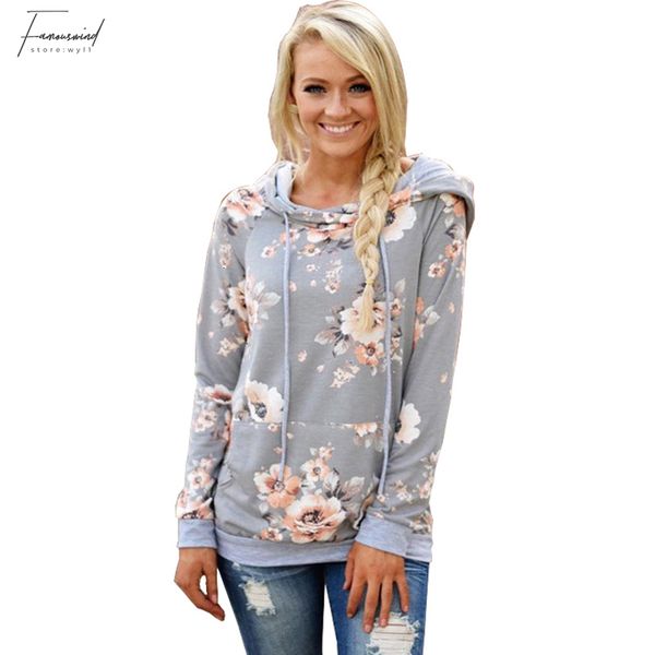 

womens clothes woman sweatshirt autumn sleeveless fashion womens hoodies long sleeve women hooded floral print gray pullover female, Black
