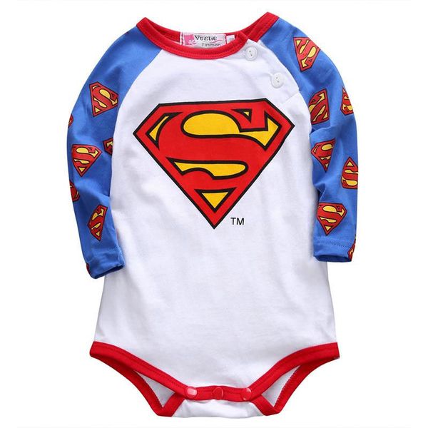 

2018 fashion newborn infant cute kids baby boy girl cotton bodysuit superman batman jumpsuit bodysuit outfit clothes, White