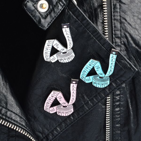 

симпатичный мультфильм messurement ленты металла kawaii эмаль pin badge кнопки брошь рубашка denim jacket сумка декоративные броши для женщи, Gray
