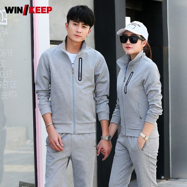 

long sleeve jacket men outdoor running set autumn jogging suits slim fit long pants fitness tracksuit 2pcs sportswear set, Black;blue