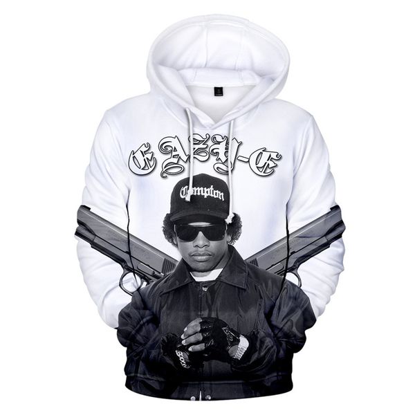 

hip hop mens new hoodies rapper eazy-e 3d printed long sleeve mens hooded hoodies casual plus size mens hoodies, Black