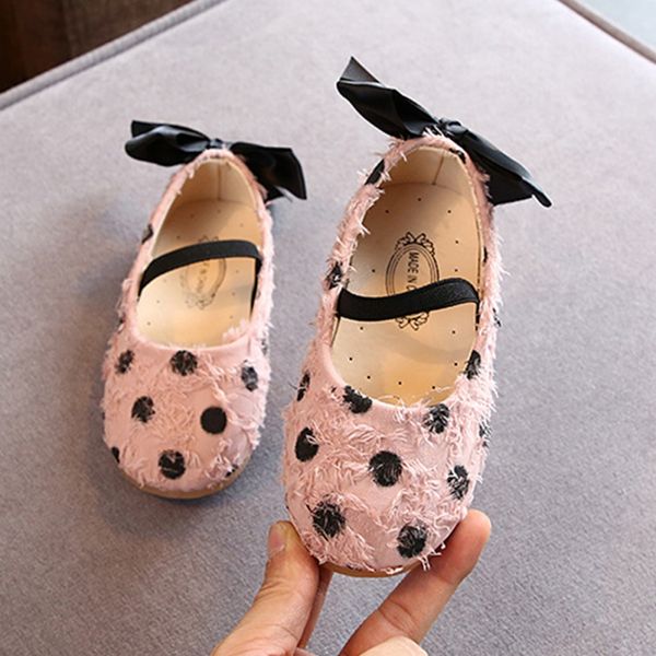 

bow knot baby girls shoes autumn baby sneakers kids dance shoes soft bottom polka dot pattern princess girl, Black;red