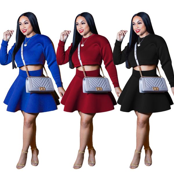 

fashion women two pieces sets 2018 autumn winter hoodies short skirts female sets, Gray