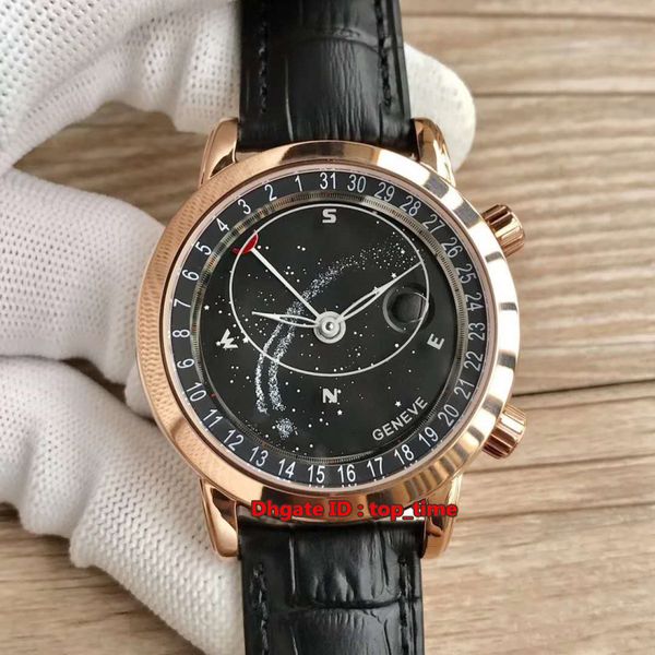 

6102p sky moon celestial platinum grand complicatio cal.240 lu cl c automatic mens watch 6102r-001 rose gold black dial leather strap, Slivery;brown