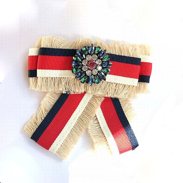 

2019 new korean vintage student crystal fabric brooch bow tie for women simple retro fashion cloth shirt collar accessories, Black;blue