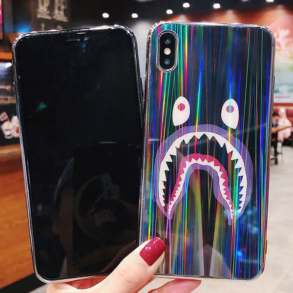 

Shark mouth phone case iPhone 7/8 Plus case Street Fashion Flexible Durable Camo Background Hard Cases Protective Cover for 5.5"/6.5"