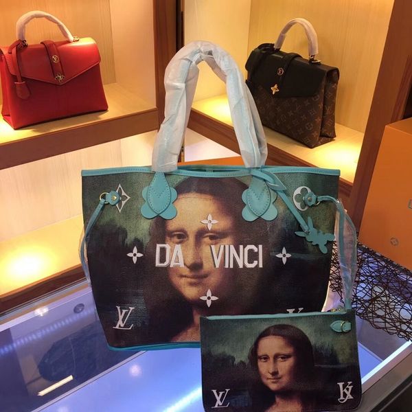 

New high end french brand lady bo ton bag fa hionable bu ine ca ual party women 039 leather painted mona li a handbag hipping