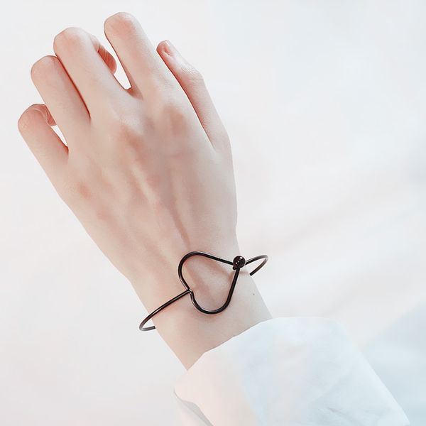 

мода простой темперамент металл маленький свежий браслет девушки геометрическая личность персик сердце браслет открытие регулируемый размер, Golden;silver