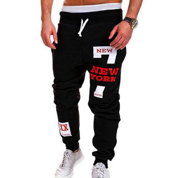 

shujin men sweatpants brand joggers pant 2019 male loose casual cotton hip pop letter print trousers tracksuit bottoms pants, Black