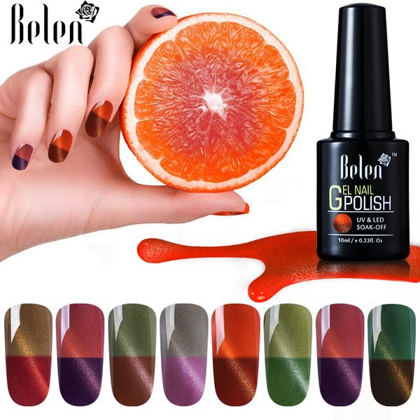 

belen 10ml thermal color change cat eye gel nail polish gel lucky varnish base semi permanent thermo vernis lacquer
