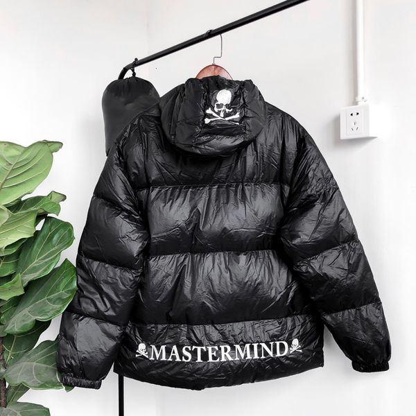 

mastermind mmj skull nuptse hooded down jacket logo embroidery black coats couple hoodie winter mountain outerwear warm fashion hfhlyrf035