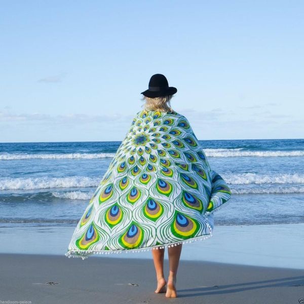 

150cm diameter round beach towel summer large chiffon flowers printed round beach towel circle swimming towels
