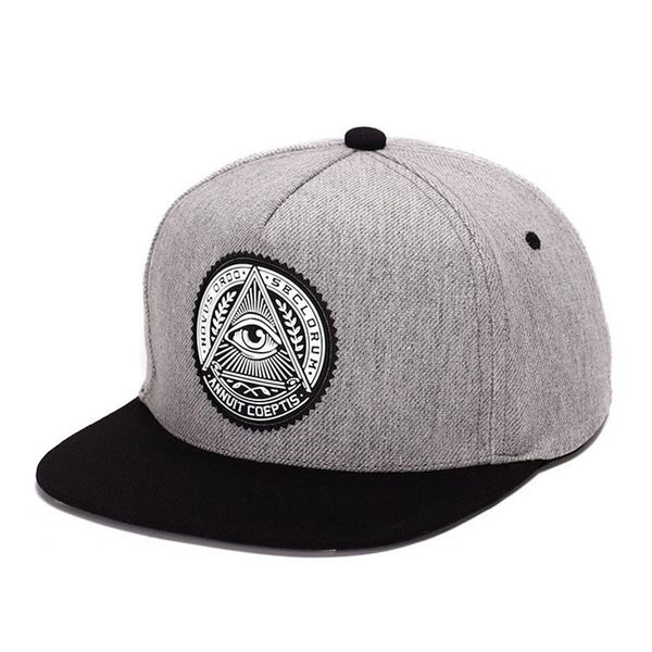 

2018 fashion round label triangle eye illuminati snapback hats women adjustable baseball cap men snapbacks hip hop hats, Blue;gray