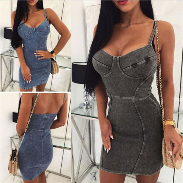 

20ss women designer dresses fashion vintage v neck spaghetti strap jean bodycon dresses new arrival womens clothing, White;black