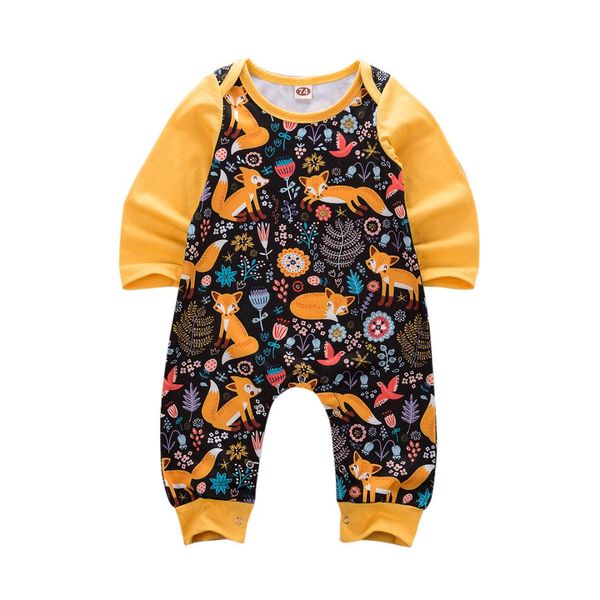 

fashion newborn baby boy girl romper animal pattern jumpsuit outfit cotton clothes toddler romper floral girls boys clothes, Blue