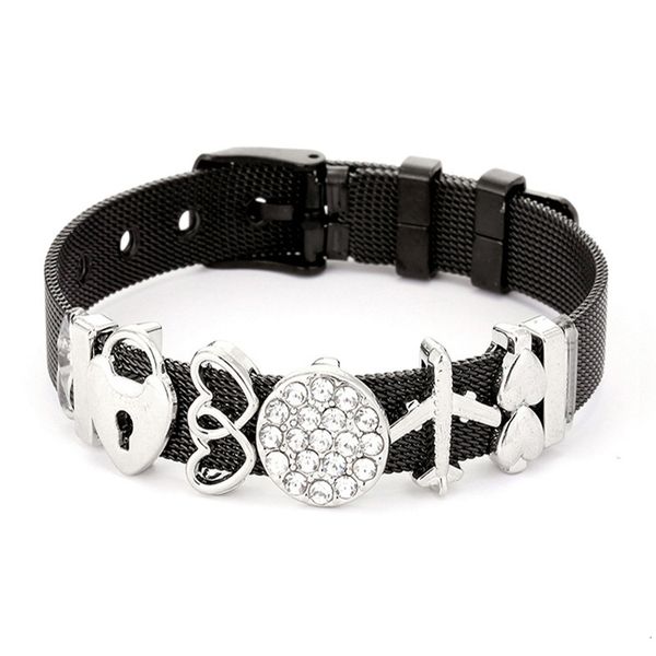 

concise lovers bracelet diy stainless steel keeper bracelet, Golden;silver