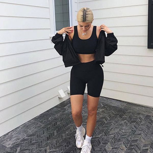 

women high waist fitness sports biker shorts summer jogging beach athletic casual skinny soft elastic stretchy solid shorts, White;black