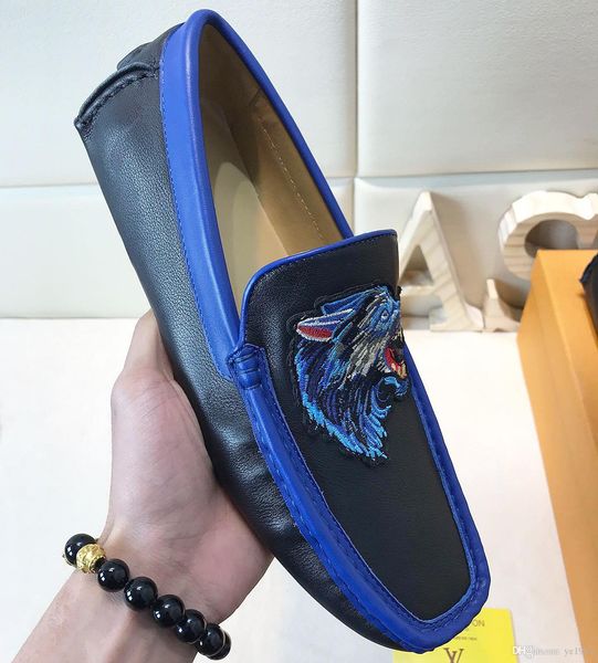 

2020 new italian peas shoes, leather mens fashion casual shoes, mens nonslip driving shoes with original packaging qe, Black