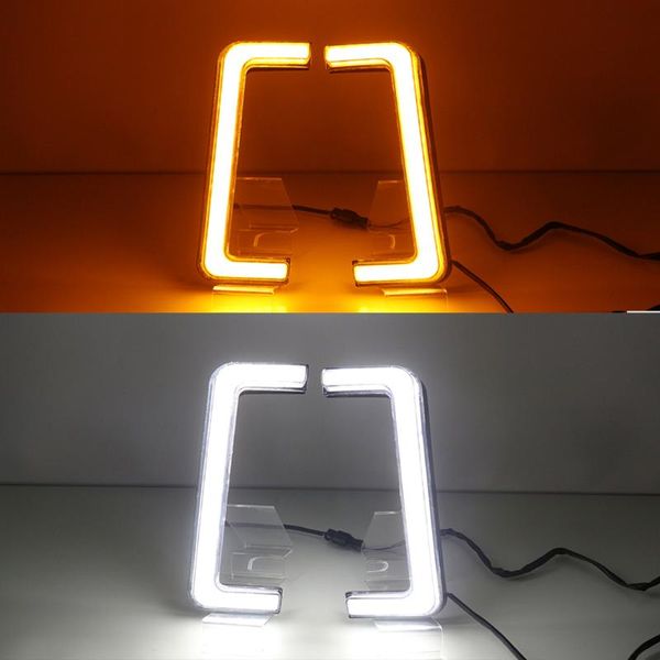 

car flashing 1 set 12v abs for raptor f150 f-150 led drl daytime running light with yellow turn signal fog lamp daylight