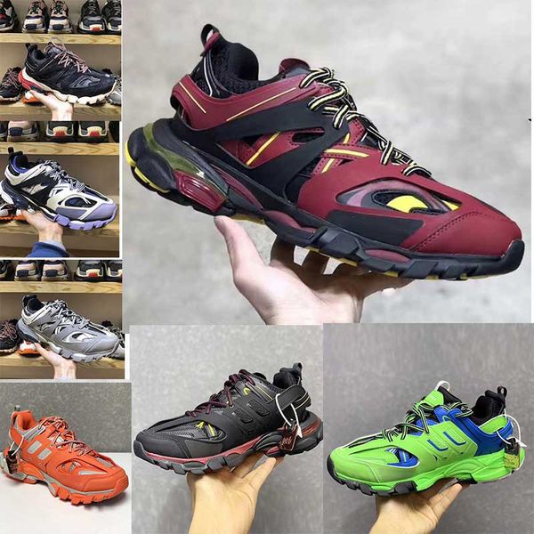 

new designer shoes track paris triple s 3.0 white and black multicolor gray orange casual shoes flat 35-46