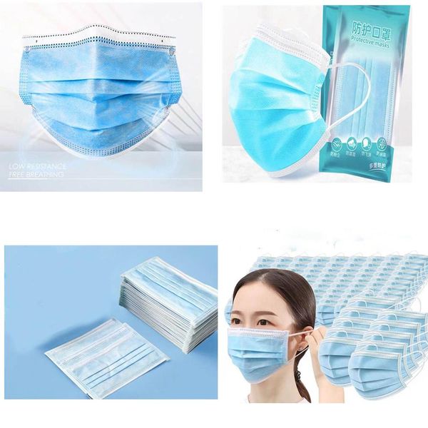 

mascherine 4 layer ear-loop dust mouth masks cover 4-ply non-woven disposable dust mask soft breathable outdoor part