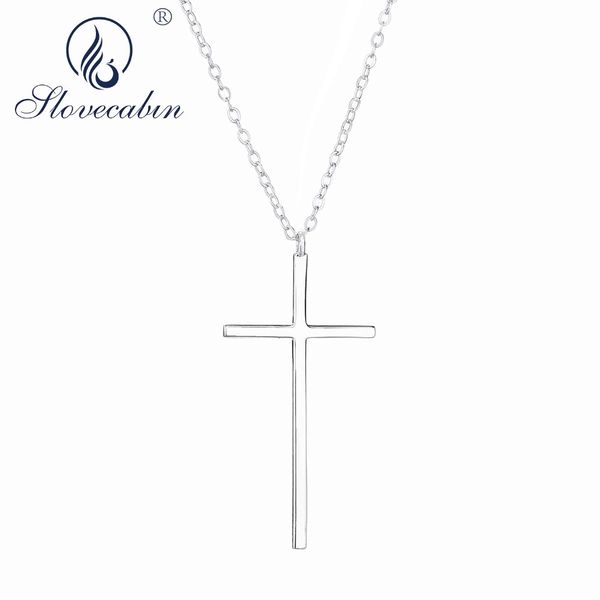 

slovecabin fashionable women 925 sterling silver simple infinity friendship cross heart zircon line pendant necklace