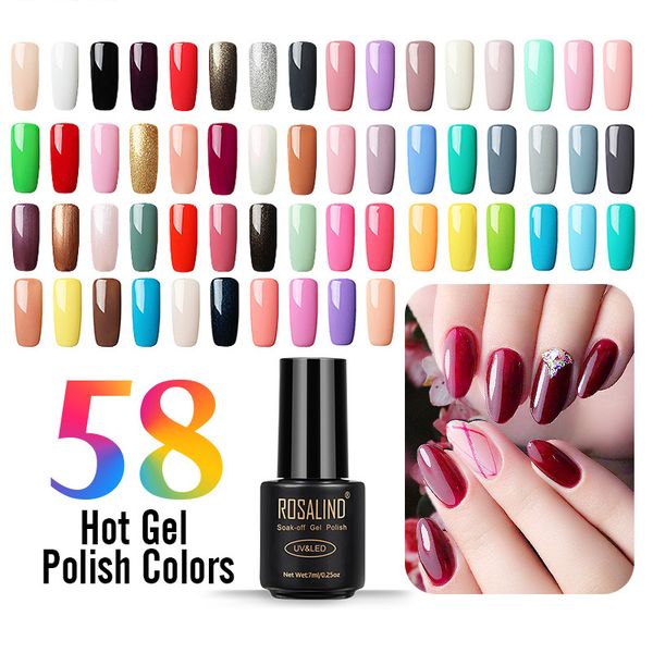 

rosalind 58 pure color 7ml nail polish gel nail art, Red;pink
