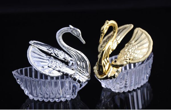 Estilo europeu de Grau Alimentício Cisne De Plástico Forma Caixa de Doces Caixa de Presente de Casamento Favores Do Casamento Titulares W9983