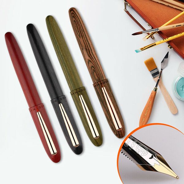 

m6 handmade natural wood fountain pen with gift box full wooden beautiful pen iridic fine 0.4-0.6mm nib fashion writing ink