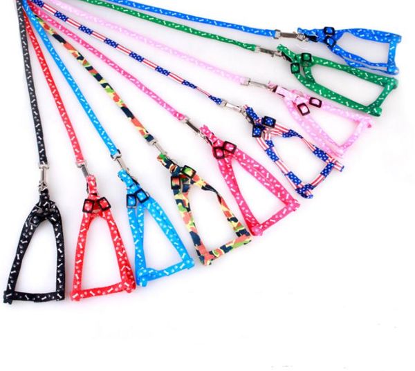 

1.0*120cm dog harness leashes nylon printed adjustable pet dog collar puppy cat animals accessories pet necklace rope tie collar sn