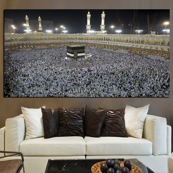 

mecca islamic muslim pilgrims of hajj praying wall art pictures painting wall art for living room home decor (no frame