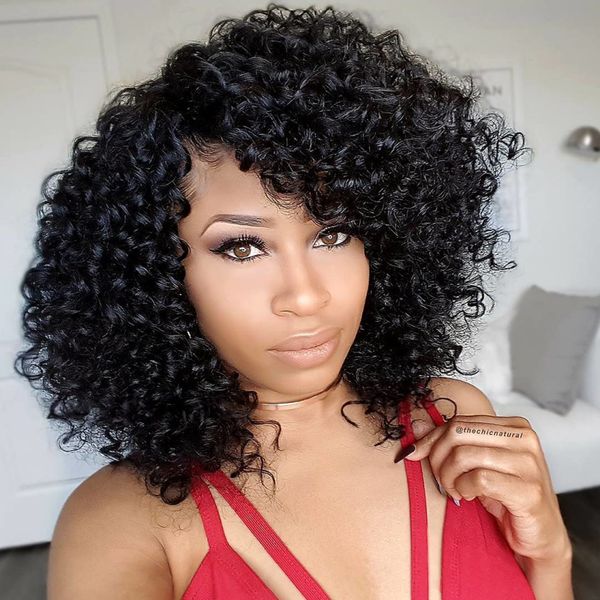 Mongolian Afro Kinky Curly Wigs Human Hair Wigs Left Side U Part