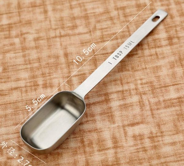 Cucchiai dosatori in acciaio inossidabile da 15 ml con scala in polvere di chicchi di caffè che misurano l'utensile da cucina con cucchiaio a manico lungo SN1091