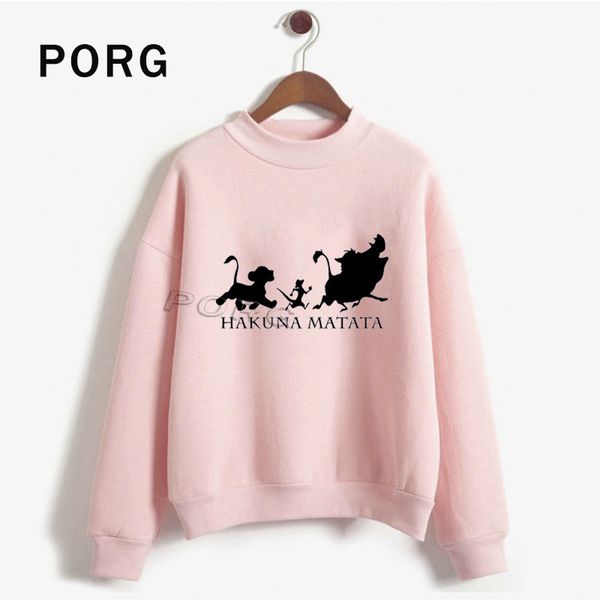 

hakuna matata ullzang lion simba sweatshirt women gothic hoodies harajuku kawaii streetwear women hoodies casual 2019, Black