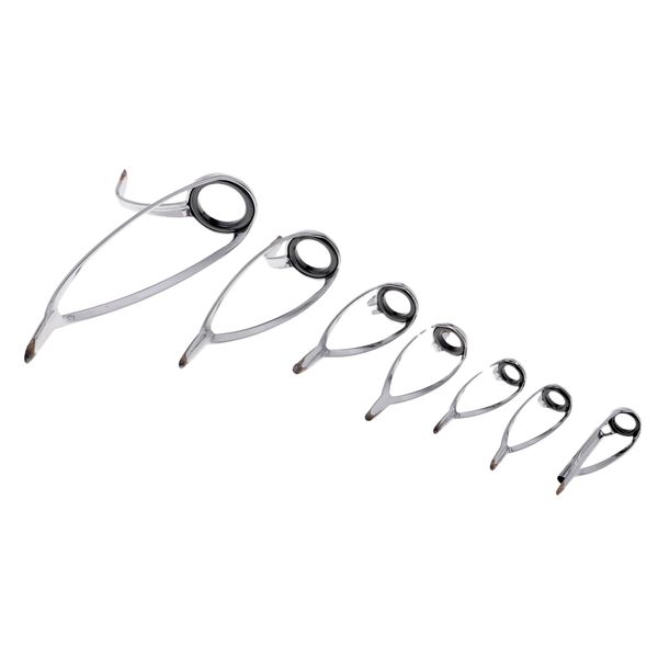 

7pcs ceramic ring eyes fishing rod guides line ring stainless steel frame