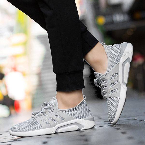 

muqgew men's large size mesh running shoes wild lightweight breathable sneakers plus size shoes men flat ankle casual footwear, Black
