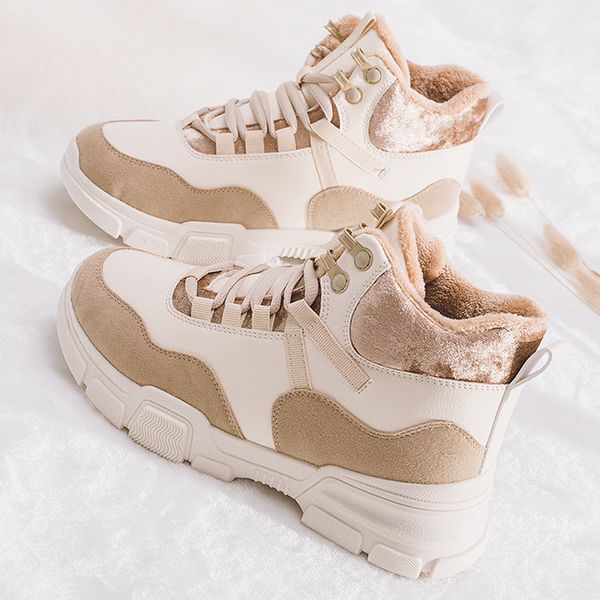 

women's shoes plus velvet warm cotton shoes 2019 new winter casual boots female tide snow boots women, Black