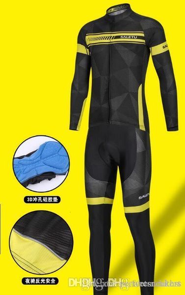 

saletu autumn and winter cycling suits, comfortable and breathable bicycle clothing quick dry long sleeve suit, Black