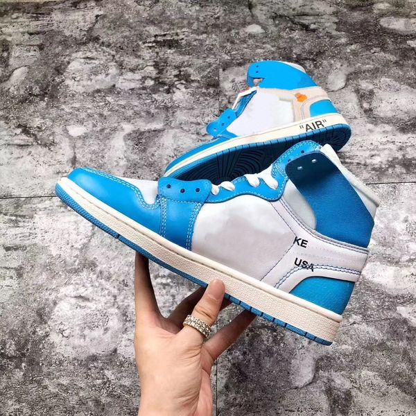 

2018 Authentic 1 UNC Basketball Shoes For Men OFF Women Limited Air Blue White Sports Sneakers With Orginal Box AQ0818-148