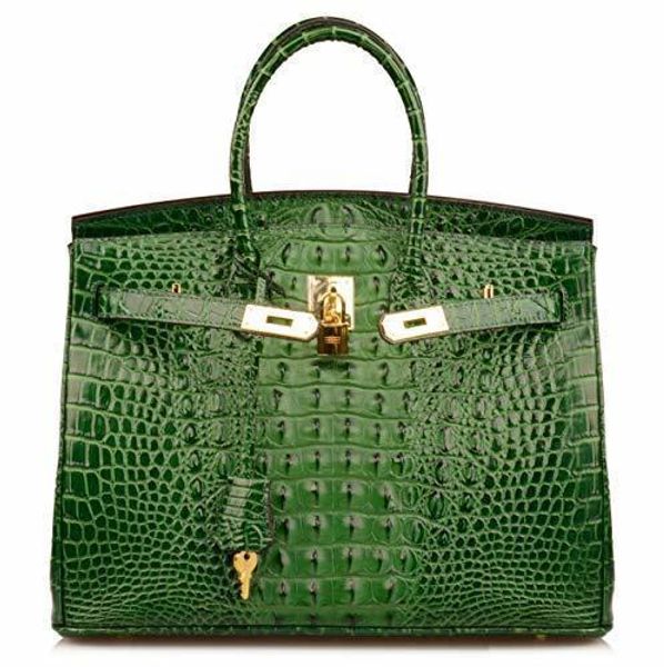 

qidell women's padlock handbags genuine leather crocodile embossed purse