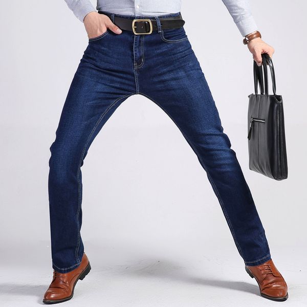 

2018 autumn new style jeans men's business straight slim men's jeans, Blue